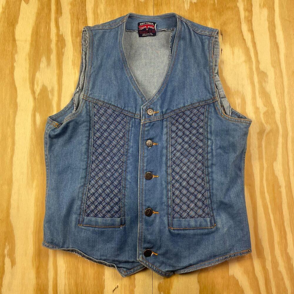 Vintage 1970s Brittania Denim Vest – Blue – Women’s M